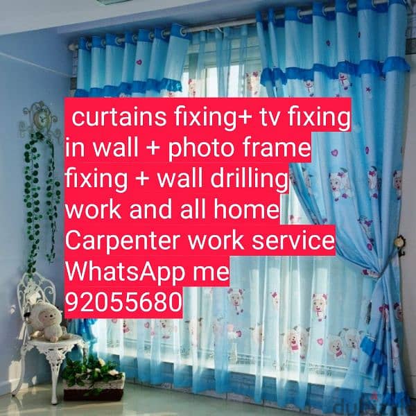 carpenter,curtains,tv,wallpaper fix in wall,drilling,ikea, lock open, 5