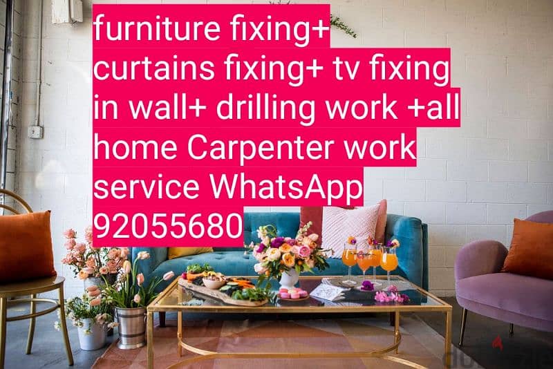 curtains,tv,wallpaper fixing,ikea fixing/Carpenter/furniture,repair 2