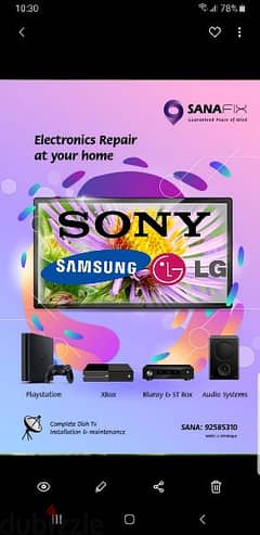 Sony samsung LG TCL nikai all types Led lcd TV repairing home service