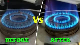 Gas cooking range/ stove/ cooker/ repair low flame,  إصلاح صيانة طباخة