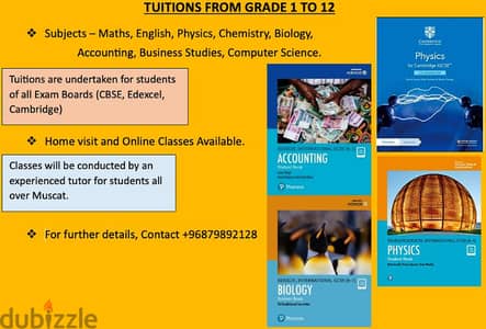 Tuitions For Biology, Chemistry,Physics,English,Maths,Computer Science