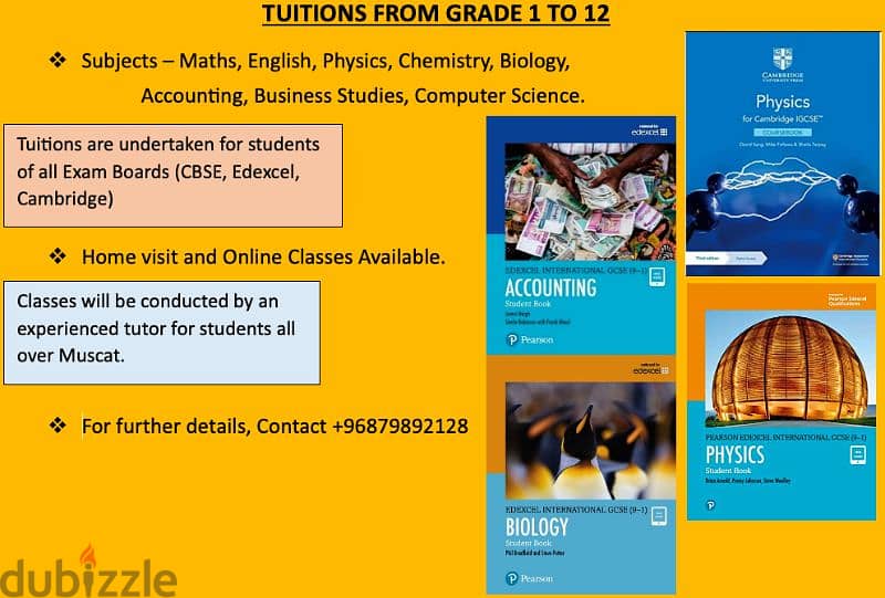 Tuitions For Biology, Chemistry,Physics,English,Maths,Computer Science 0