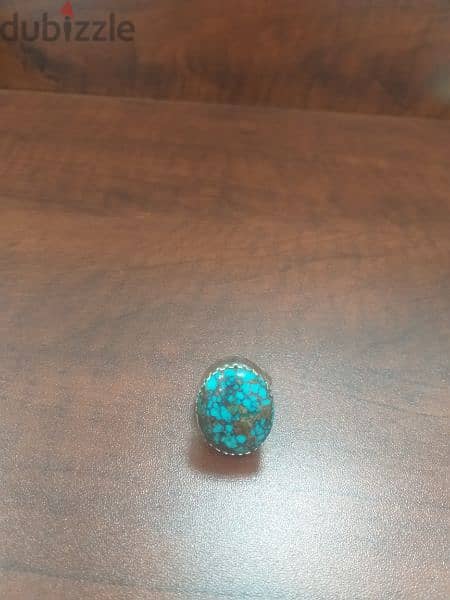 خاتم حجر فيروز نيشابوري شجري طبيعي nishapuri shajari turquoise ring 0
