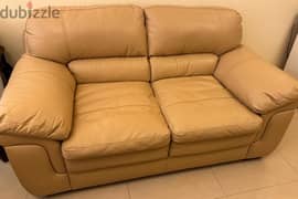Sofa — 2 Seater( leather and beige color).