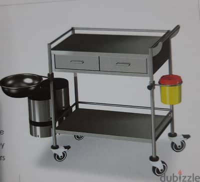 MEDICAL DRESSING TROLLEY WITH UPPER DRAWERS