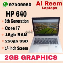 HP 8th GENERATION 2GB AMD GRAPHICS CORE I7 16GB RAM 256GB SSD 14 INCH