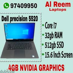 DELL PRICISION 5520 7th GENERATION 4GB NVIDIA GRAPHICS CORE I7 32GB RA