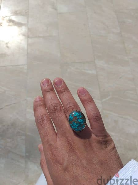 خاتم حجر فيروز نيشابوري شجري طبيعي nishapuri shajari turquoise ring 8