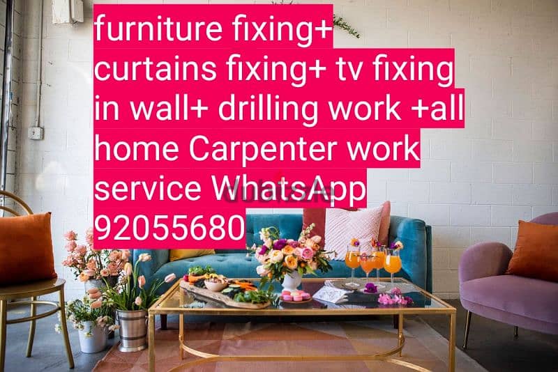 curtains,tv,wallpaper fixing in wall/drilling/furniture,ikea fixing 4
