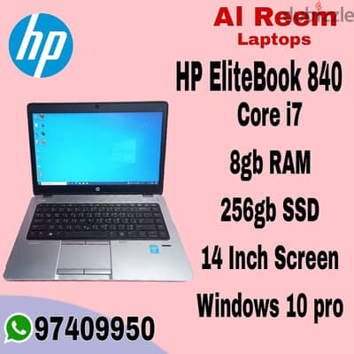 HP ELITEBOOK 840 CORE I7 8GB RAM 256GB SSD 14 INCH SCREEN