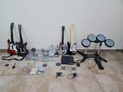 Ps3 with 20 games and guitar hero controllers