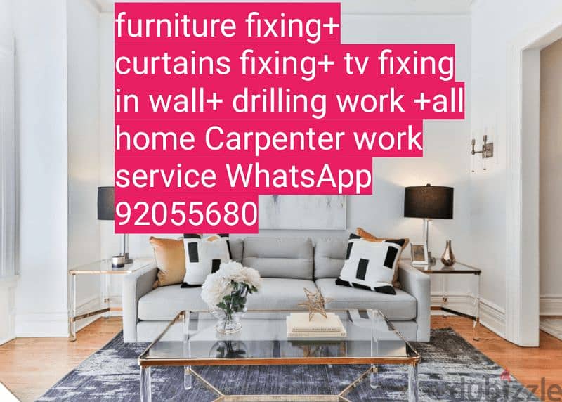 carpenter/furniture,ikea fix,repair/curtains,tv,wallpaper fix in wall 5