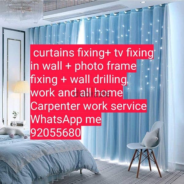 carpenter/furniture,ikea fix,repair/curtains,tv,wallpaper fix in wall 0