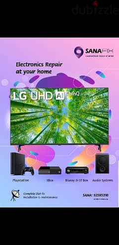 Sony samsung LG TCL Nikai Smart normal Led tv repairing home service