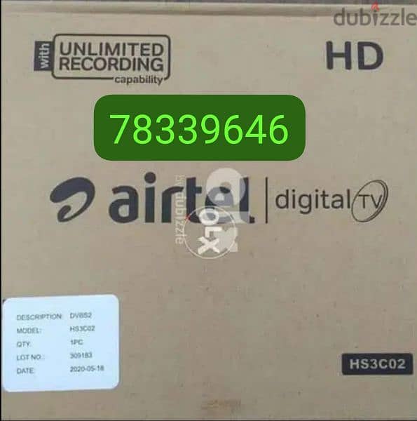 new digital Hd Airtel Receiver with 6month tamil Malayalam telgu 0