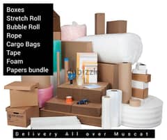 We have Boxes/Wrap/Bubble roll/Tape/Rope/Cargo bags/Papers/Foam 0