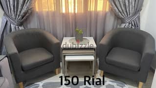 gray sofa and 3 tables