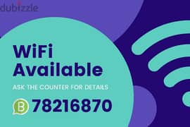 free free wifi connection available AWASR Oordeo call 78216870 0