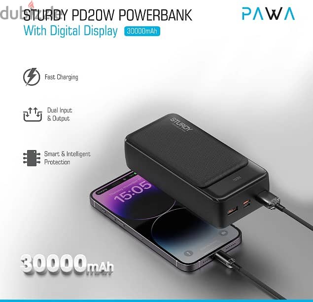 Pawa sturdy pd20w 30000mAh power bank digital display (Brand-New) 1