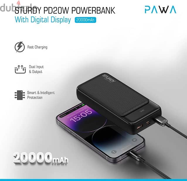 Pawa sturdy pd20w powerbank with display 20000 mAh (Brand-New) 1