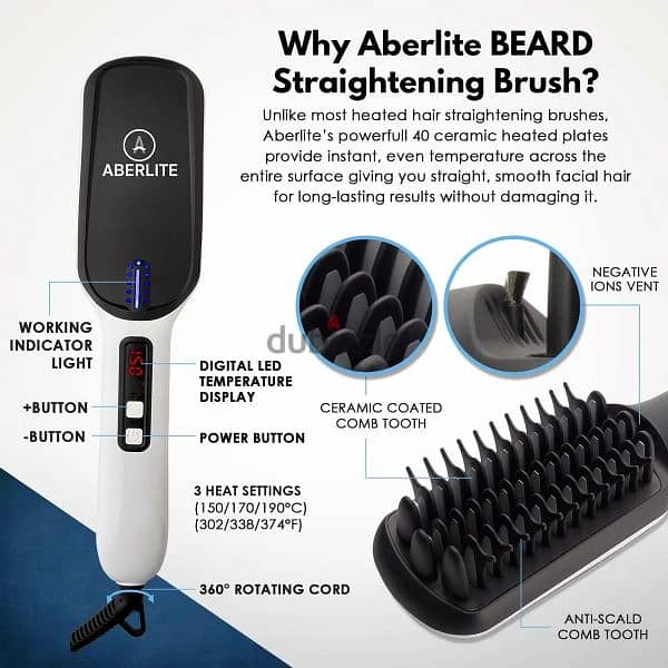 Aberlite Beard Straightener for Men مصفف اللحية الحراري 3