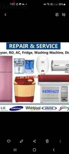 AC refrigerator automatic washing machine dishwasher Rapring and seriv
