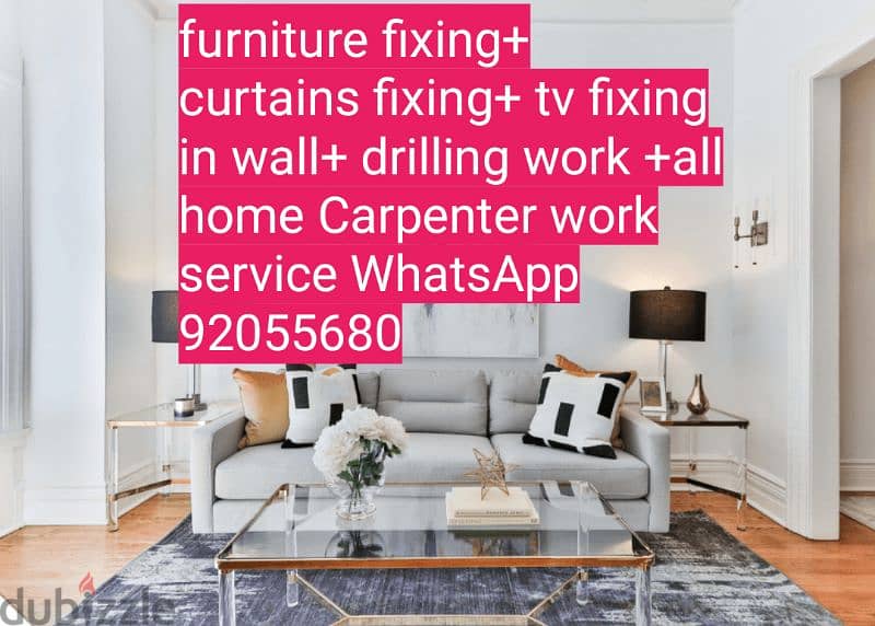 carpenter/furniture,ikea fix repair/curtains,tv fix in wall/drilling/ 4