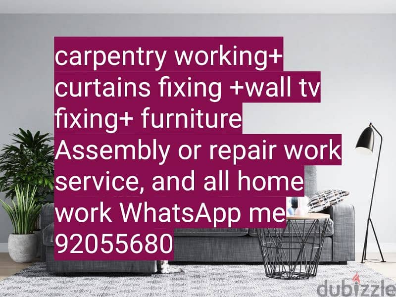 carpenter/furniture,ikea fix reapir/curtains,tv fix in wall/drilling 3