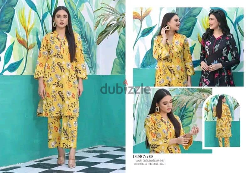 unstitched lawn two piece Pakistani brand suits 6