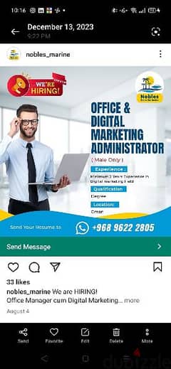 we need digital marketing person