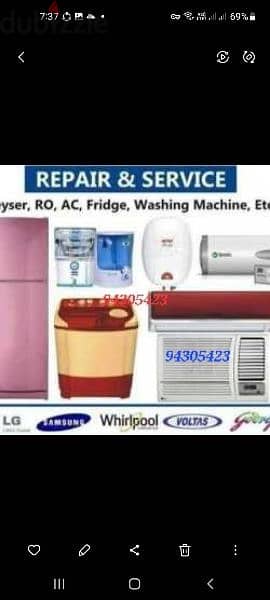 AC refrigerator automatic washing machine Rapring and services 0