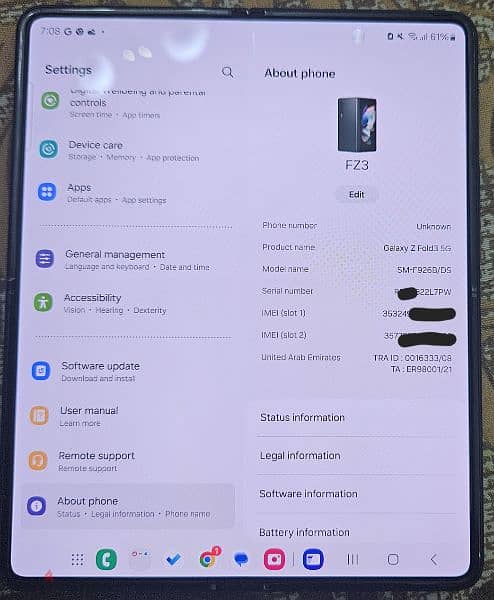 Samsung Fold 3, 256GB as new as just purchased. 3