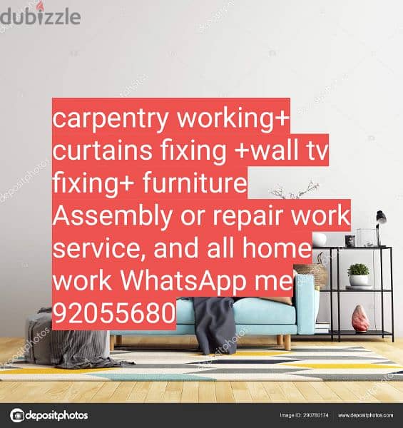 carpenter/furniture fix repair/shifthing/curtains, tv fixing in wall/ 3