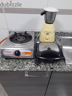 singleburner cooktop, mixer, toaster