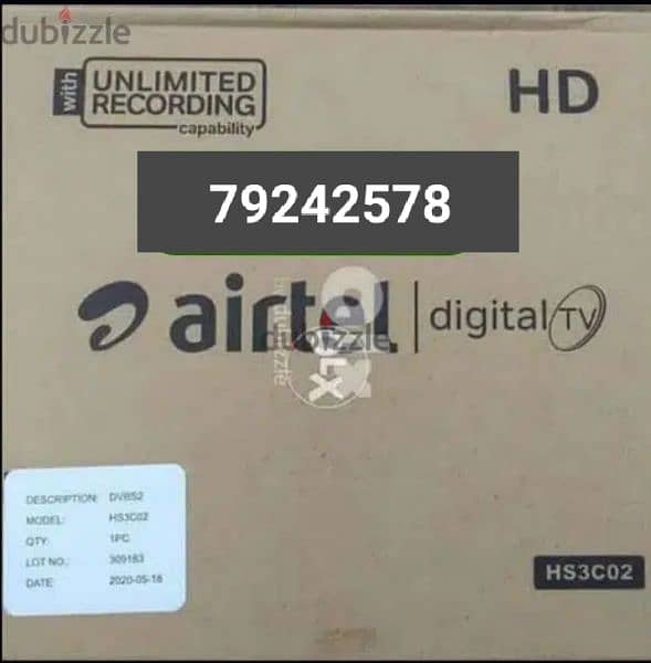 airtel HD receiver with 6month Tamil malayalam Hindi sports 0