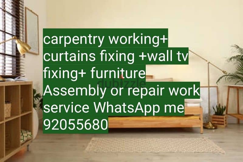 Carpenter/furniture,fix,repair/curtains,tv,photo fix in wall/drilling, 4