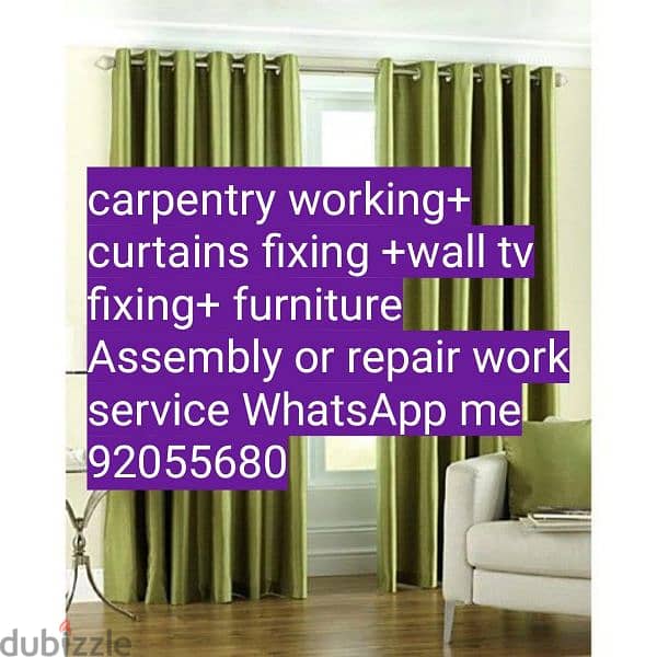 Carpenter/furniture,fix,repair/curtains,tv,photo fix in wall/drilling, 7