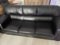 Sofa set leather 3+2+1 seater black