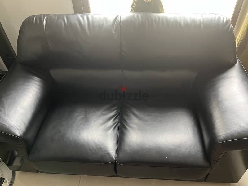 Sofa set leather 3+2+1 seater black 1