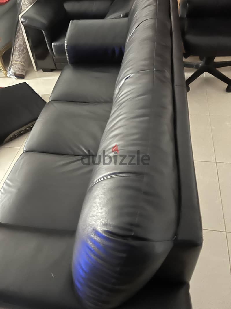 Sofa set leather 3+2+1 seater black 4