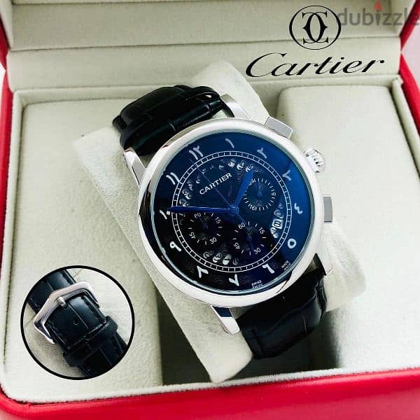 Cartier chronograph leather watch 3