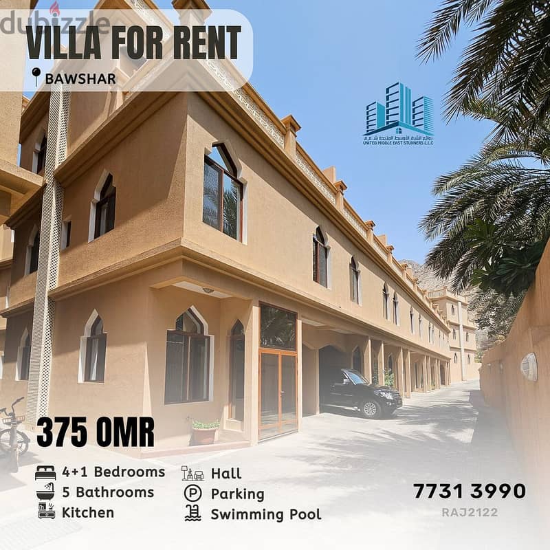 Beautiful 4+1 BR Compound Villa Available for Rent in Bawshar 0