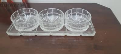 Crystal Serving bowls with tray in excellent condition