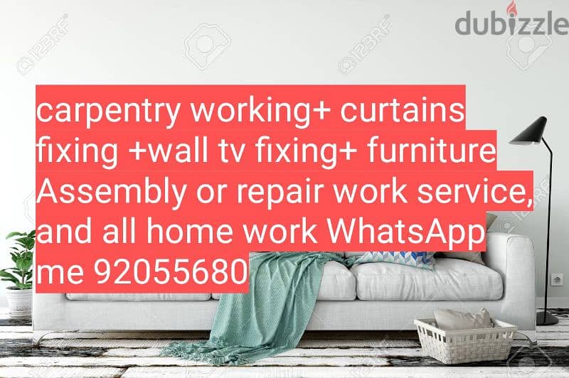curtains,tv,ikea,wallpaper fixing/drilling work/Carpenter/repair work 4