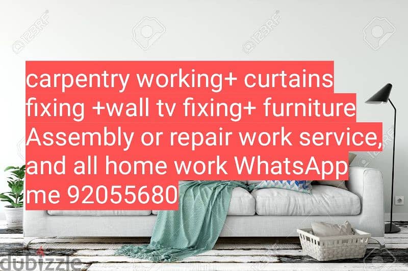 curtains,tv,ikea,wallpaper fixing/drilling work/Carpenter/repair work 5