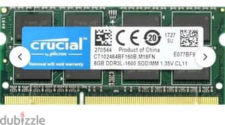 8GB DDR3 PC3L 12800 Memory laptop