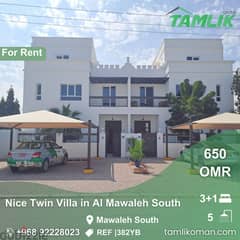 Nice Twin Villa for Rent in Al Mawaleh South | REF 382YB