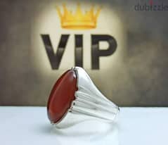 Men silver ring with agate yamini