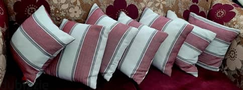 Cushions 7 Pieces with Cover and 2 Cylinderical For Majlis