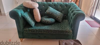 Royal Green Chester Diamond Design Sofa 0